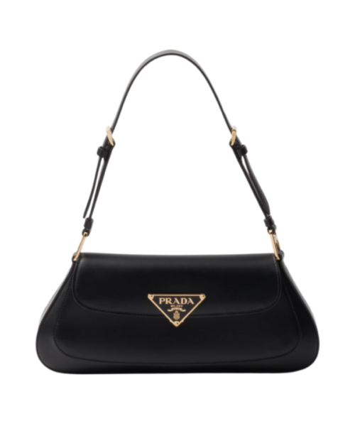 Leder-Schultertasche Schwarz 31 cm