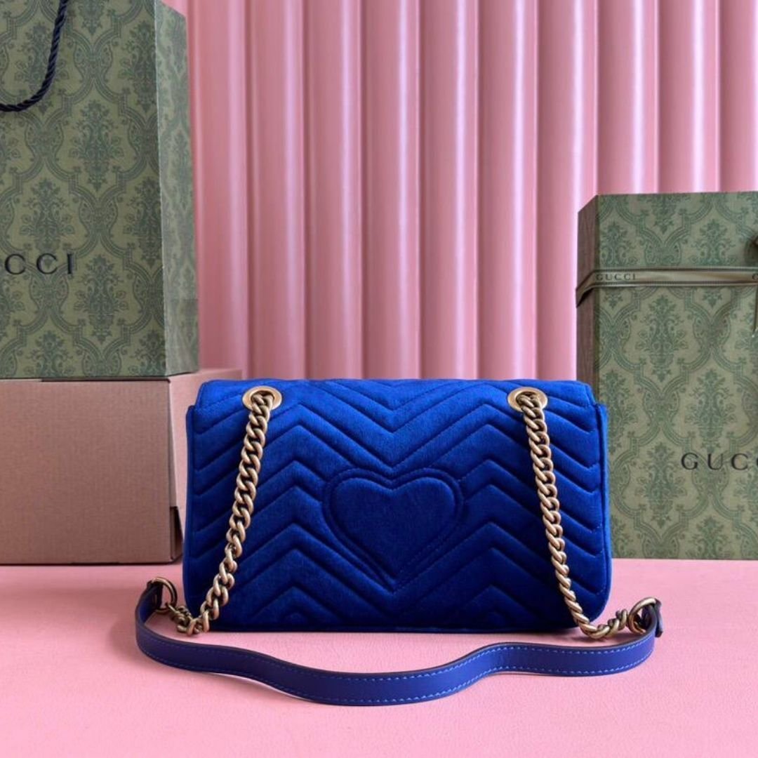 GG Marmont Velvet Blau 26 cm – Bild 5