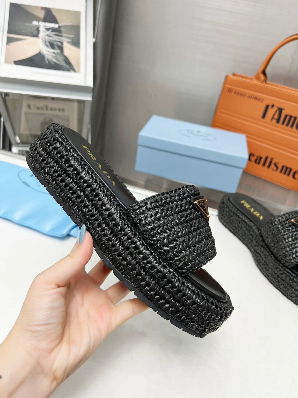 Braided Raffia Schwarz – Bild 3