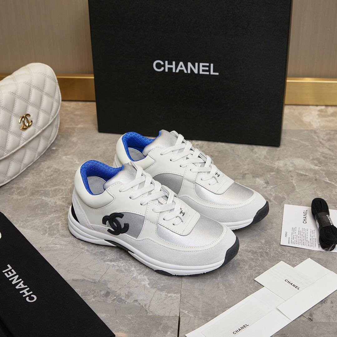 Sneakers Weiß/Silber/Neonblau – Bild 6