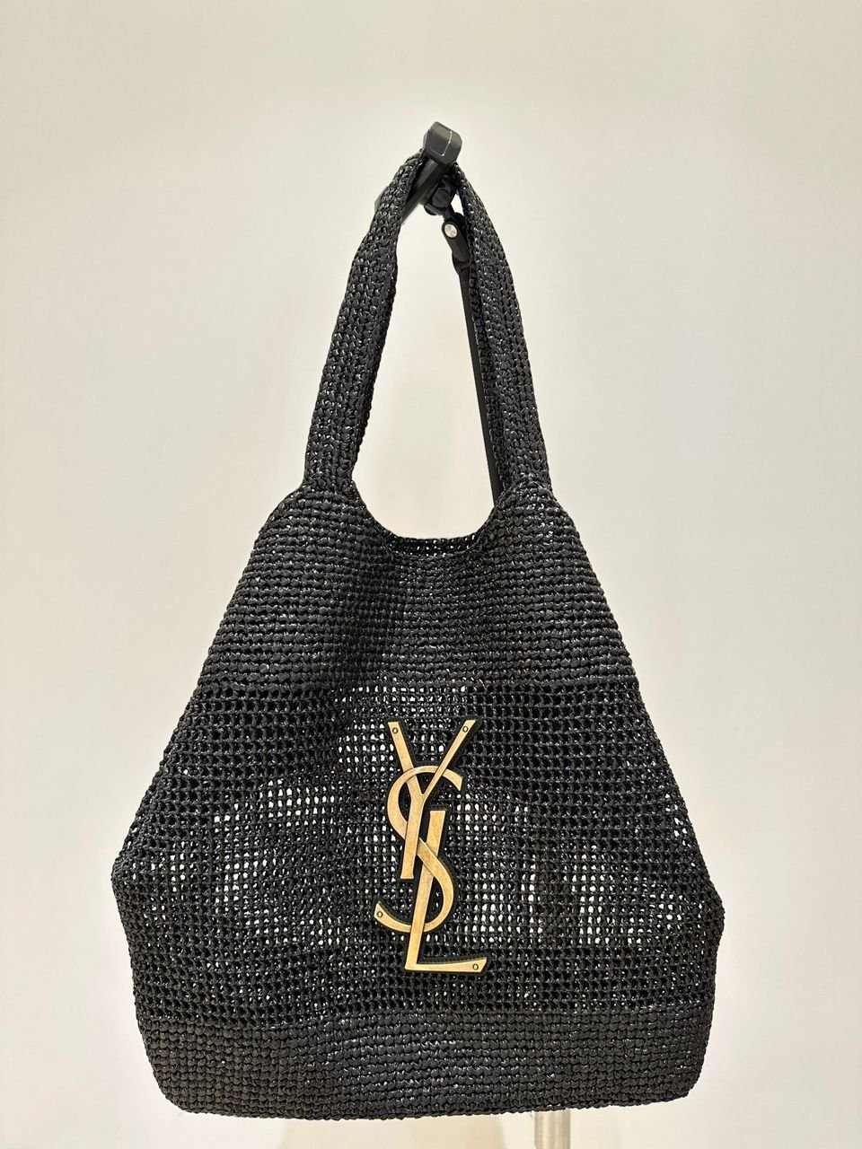 Maxi-Tote aus verziertem Raffia in Schwarz 38cm – Bild 6