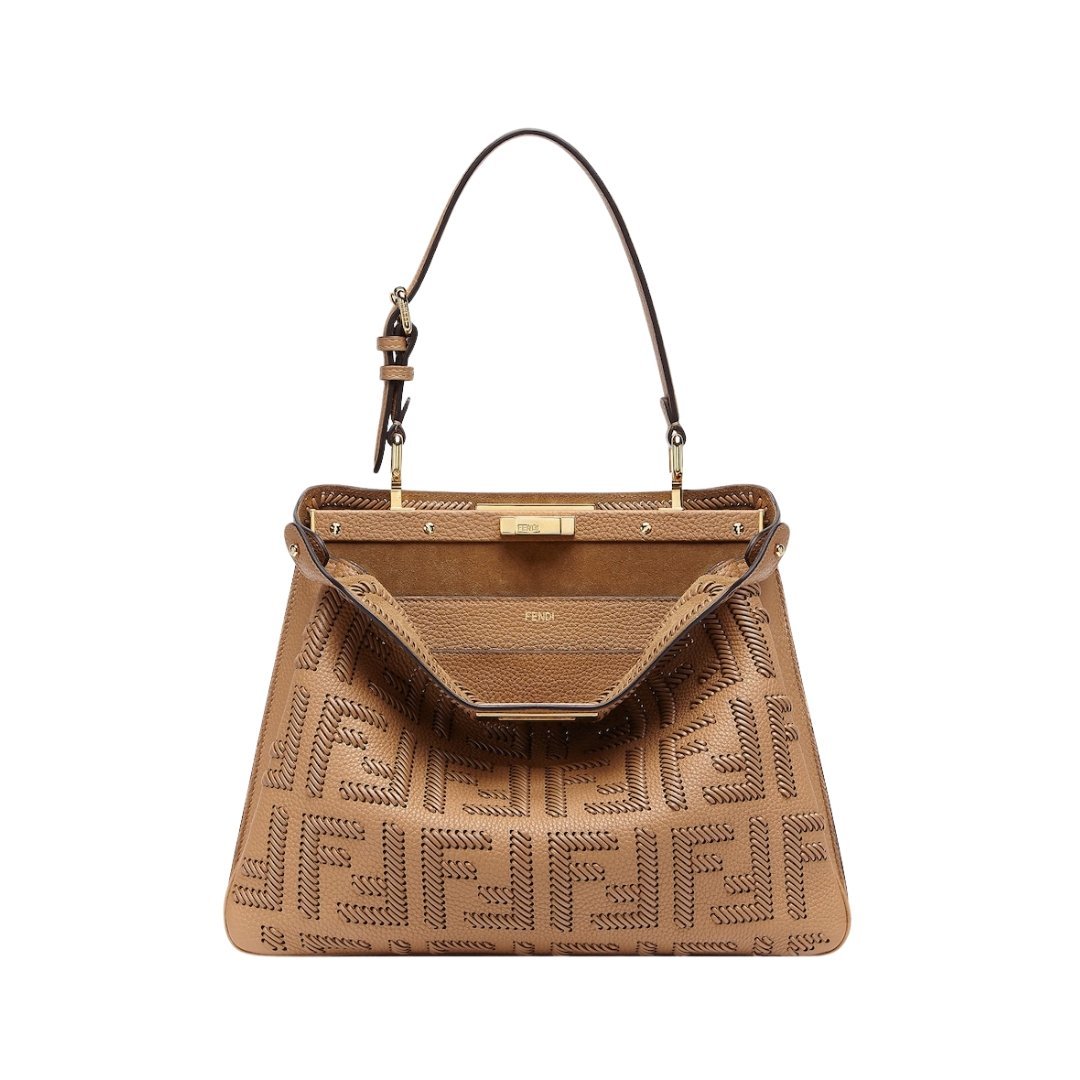 Ledertasche mit FF-Milchkaffee-Geflecht 25.5cm – Bild 2