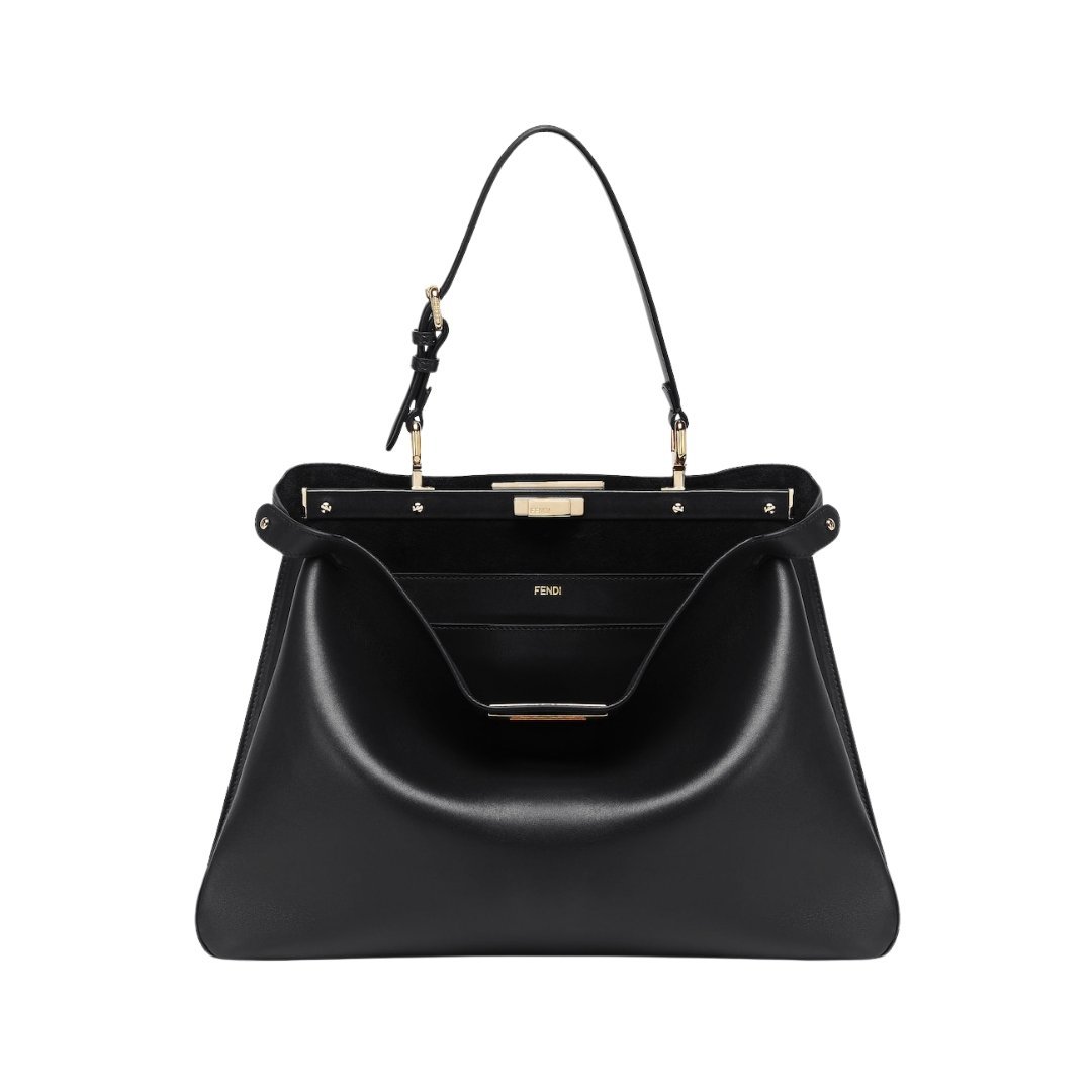 Schwarze Ledertasche 28cm – Bild 2