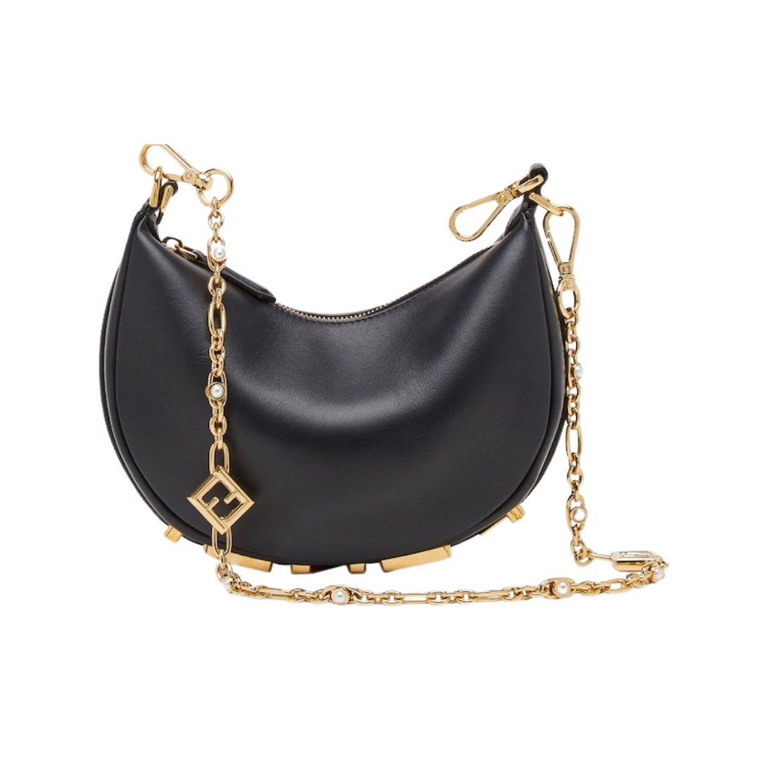 Mini schwarze Ledertasche 13cm – Bild 2