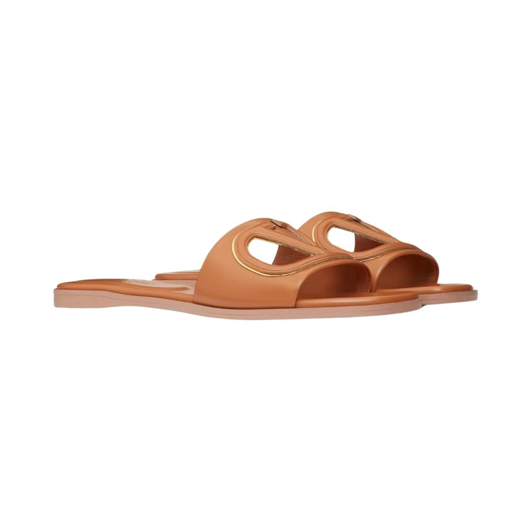 Vlogo Cut-Out Kalbsleder Mandel/Antikes Messing – Bild 2