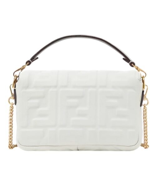 Alternative view of Wei?e Nappaleder-Tasche mit FF-Muster 13cm