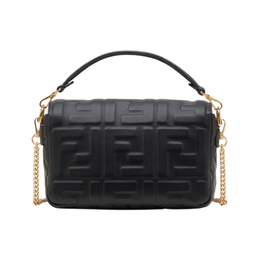 Schwarze Nappaleder-Tasche mit FF-Muster 13cm – Bild 2