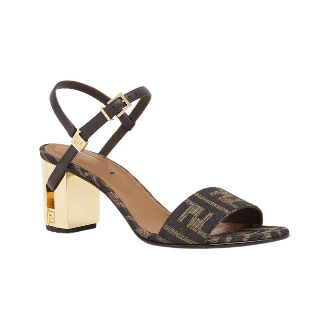 Braune FF Sandalen mit mittelhohem Absatz 6.5cm – Bild 2