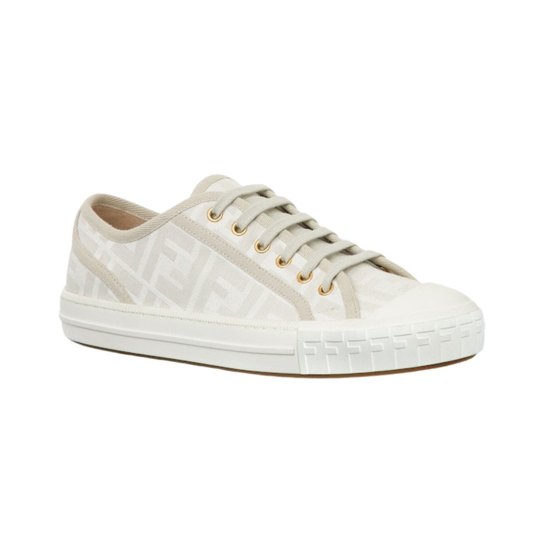 Low-Top-Sneaker aus weißem Stoff mit FF-Muster – Bild 2