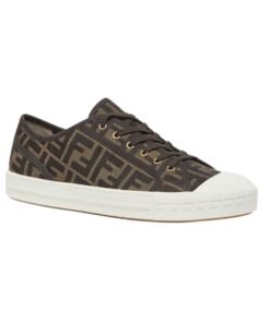 Alternative view of Niedrige Sneaker aus braunem Stoff mit FF-Muster