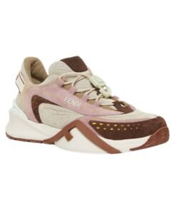 Alternative view of Low-Top-Sneaker aus Mesh-Gewebe und braunem Wildleder