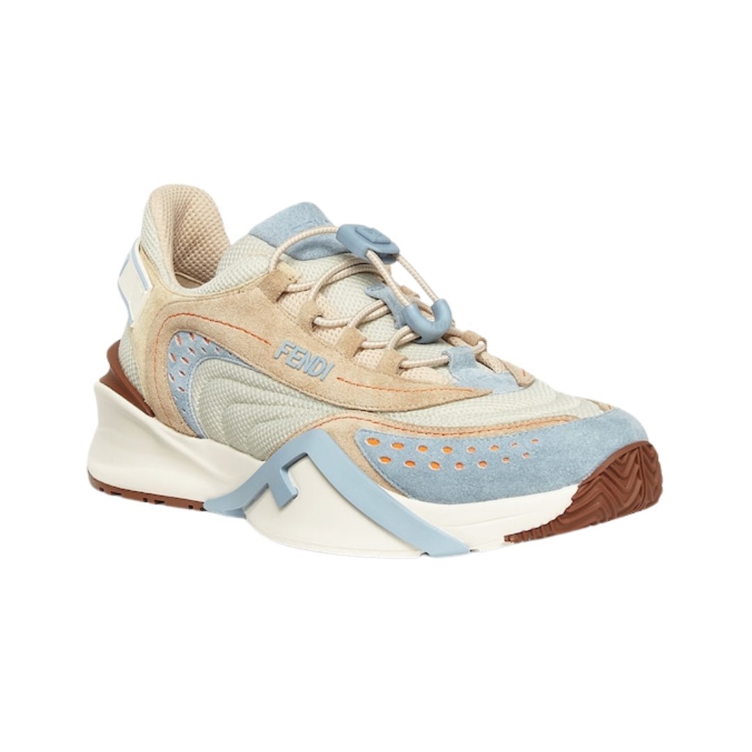Low-Top-Sneaker aus Mesh-Material und Veloursleder in blau – Bild 2