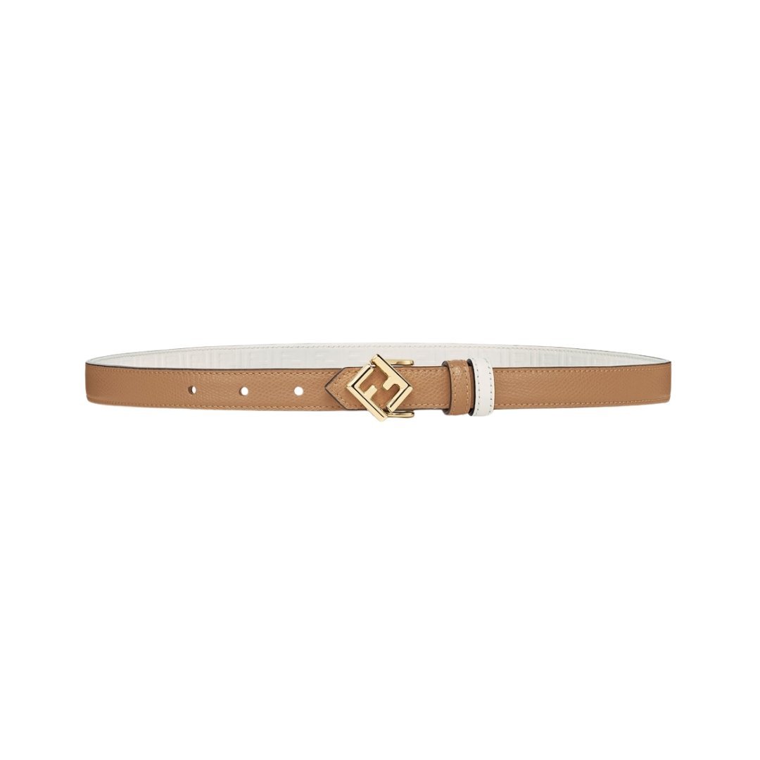 Beidseitiger beiger Leder Gürtel 2cm – Bild 2