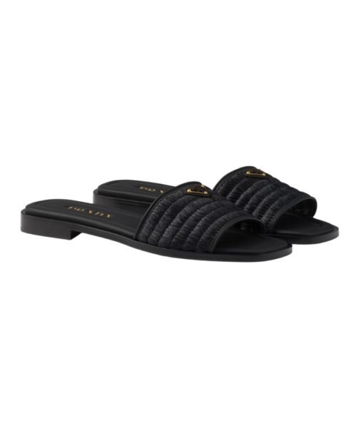 Alternative view of Leather Slides Schwarz