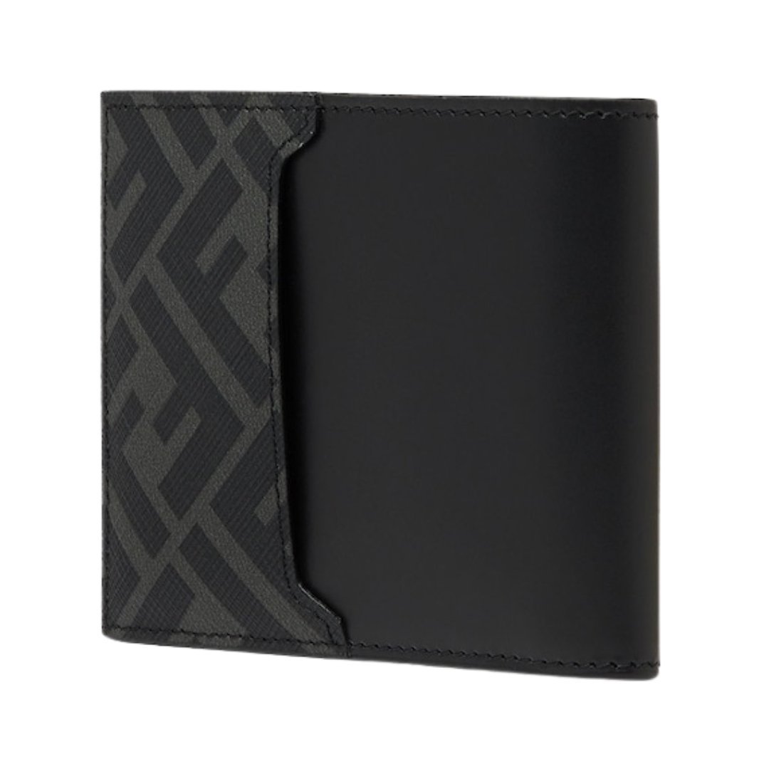 Komakte Bi-Fold Brieftasche aus schwarzem Leder 9.5cm – Bild 2