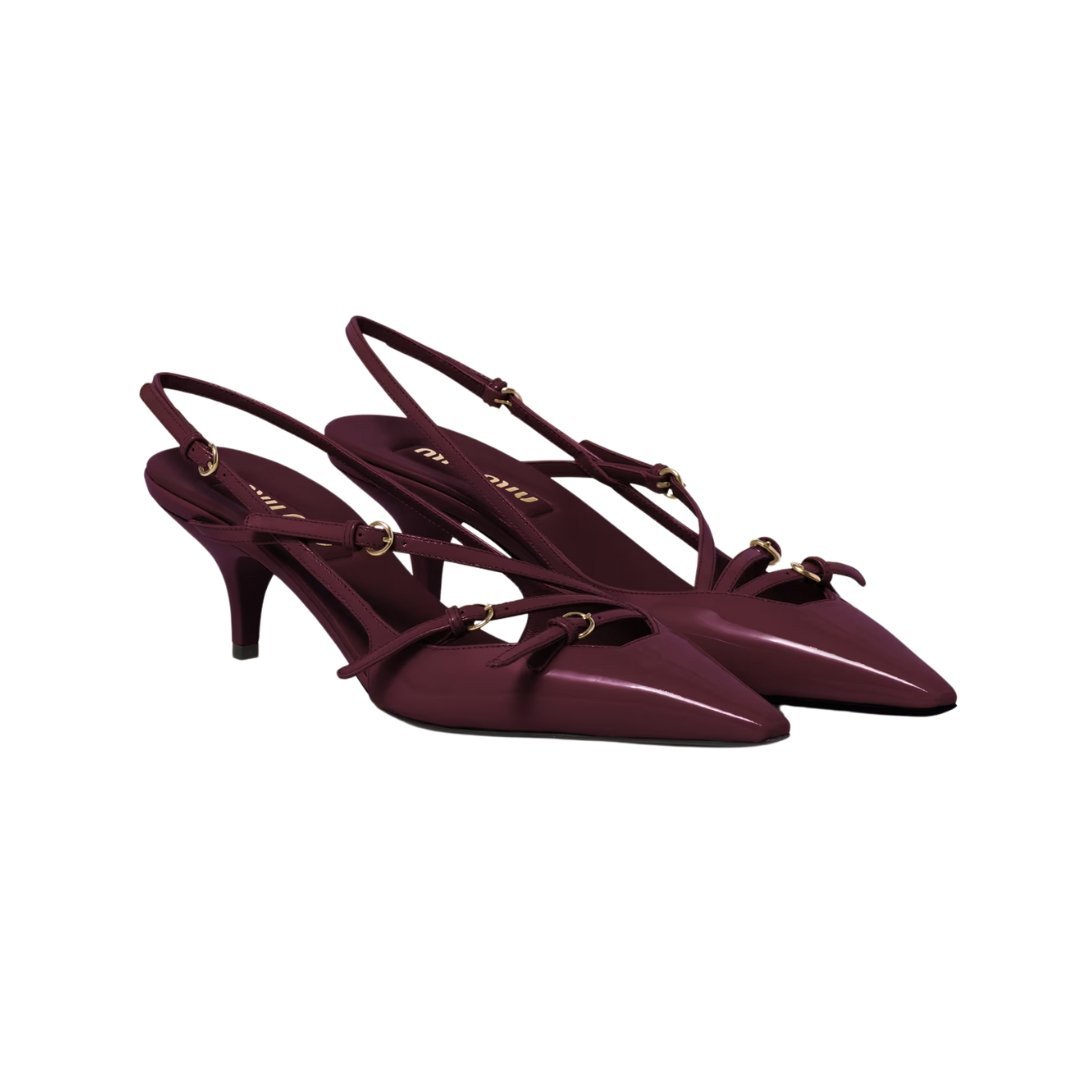 Lackleder-Slingbacks mit Schnallen 5.5cm – Bild 2