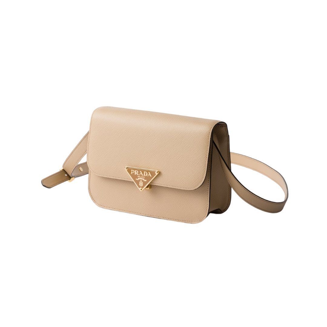 Leder-Schultertasche mit Überschlag in Sandbeige 15cm – Bild 2