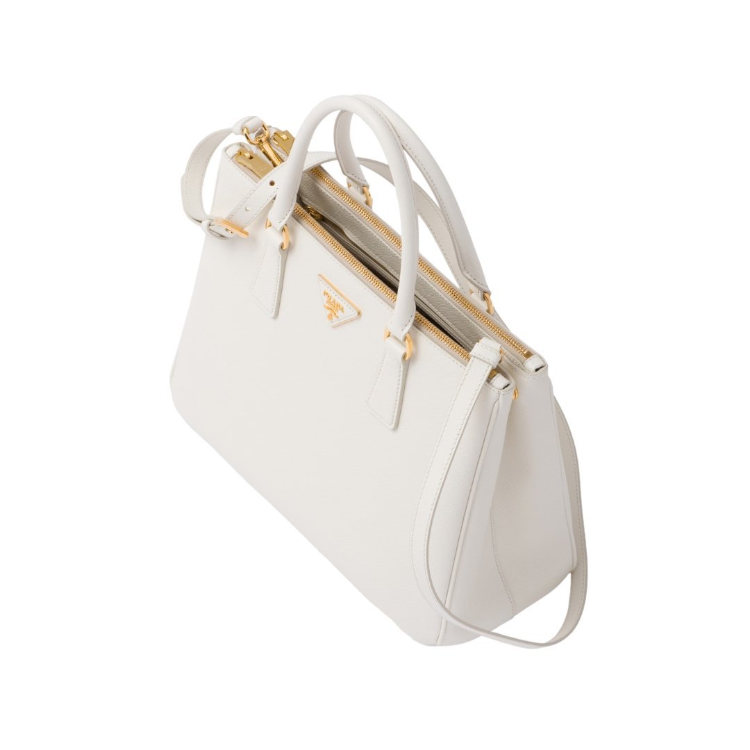 Große Galleria Saffiano-Ledertasche Weiß 24cm – Bild 2