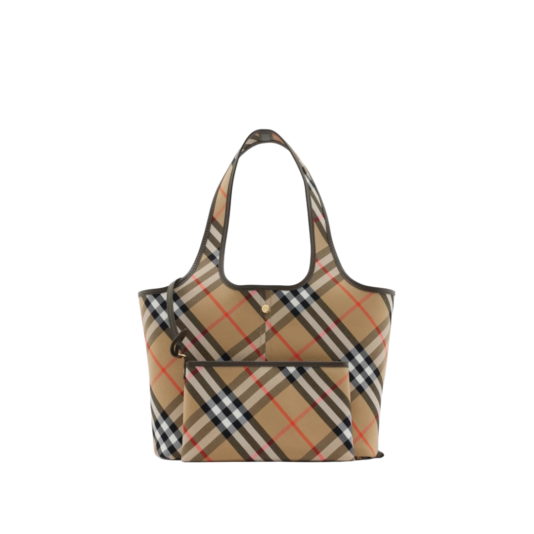 Check Tote Braun/Beige 39 cm – Bild 3