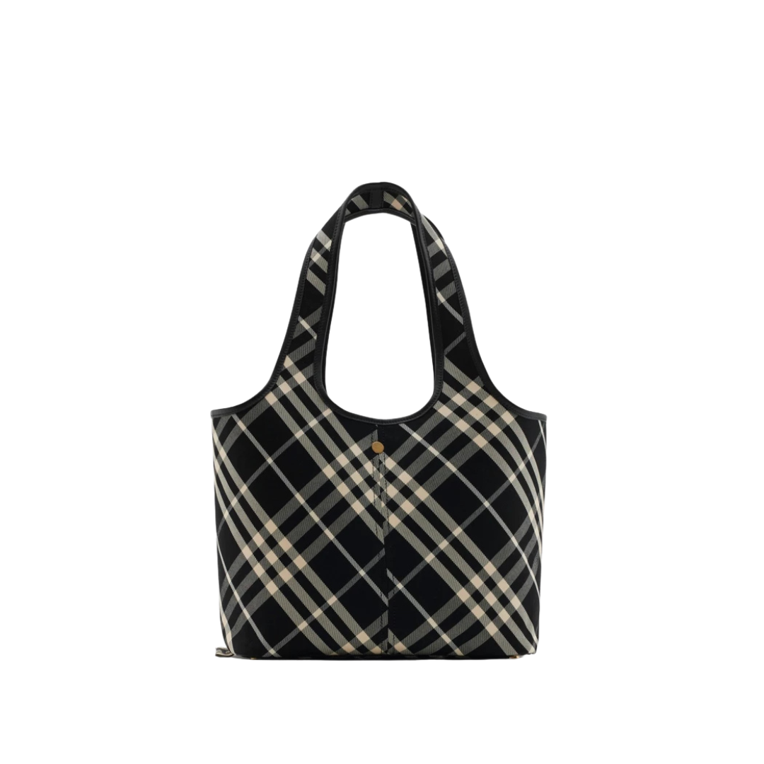 Check Tote Schwarz/Weiß 41 cm