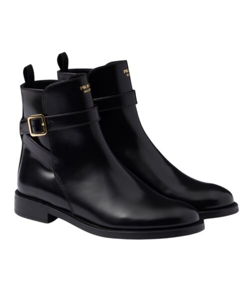 Stiefeletten aus geb?rstetem Leder mit Riemen