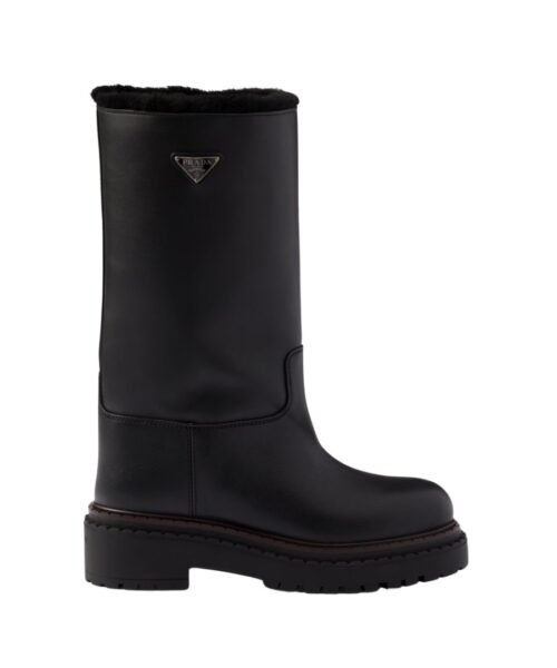 Alternative view of Leder- und Schaffellstiefel Schwarz