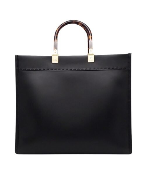Alternative view of Schwarze Leder-Shoppingtasche 31cm