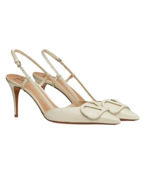 Alternative view of Leder Slingback Pumpe in hellem Elfenbein 80cm