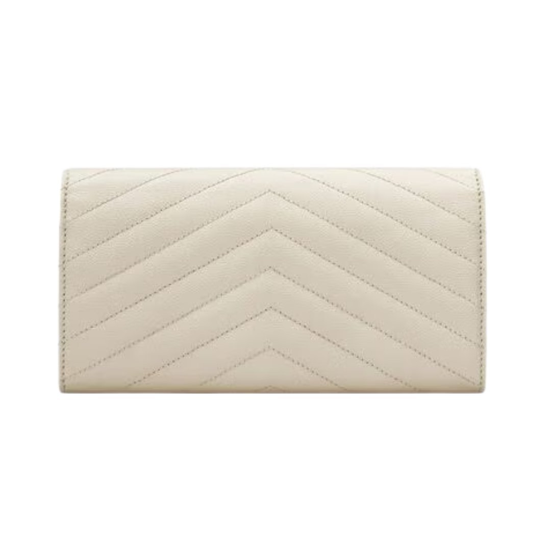 Cassandre matelassierte große Klappenbrieftasche aus Grain de Poudre Leder 19cm – Bild 2