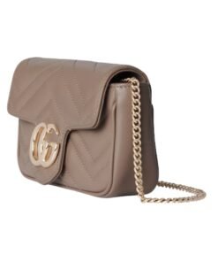 Alternative view of Super-Mini-Tasche aus taupefarbenem Leder 16.5cm