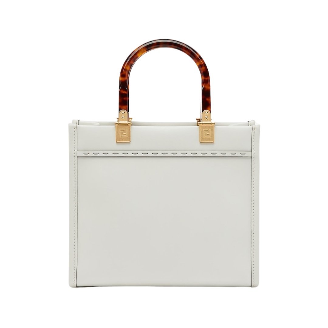 Weiße Leder-Shoppingtasche 22cm – Bild 2