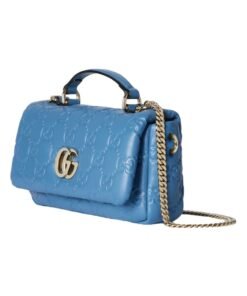 Alternative view of Blaue gesteppte GG-Leder-Tote-Tasche 21.1cm