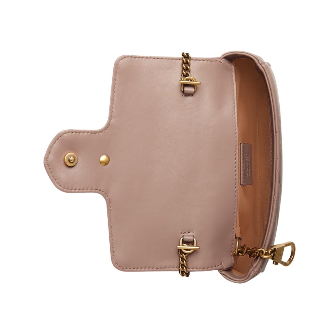 Zartrosa Matelassé-Leder Super-Mini-Tasche 21.1cm – Bild 2