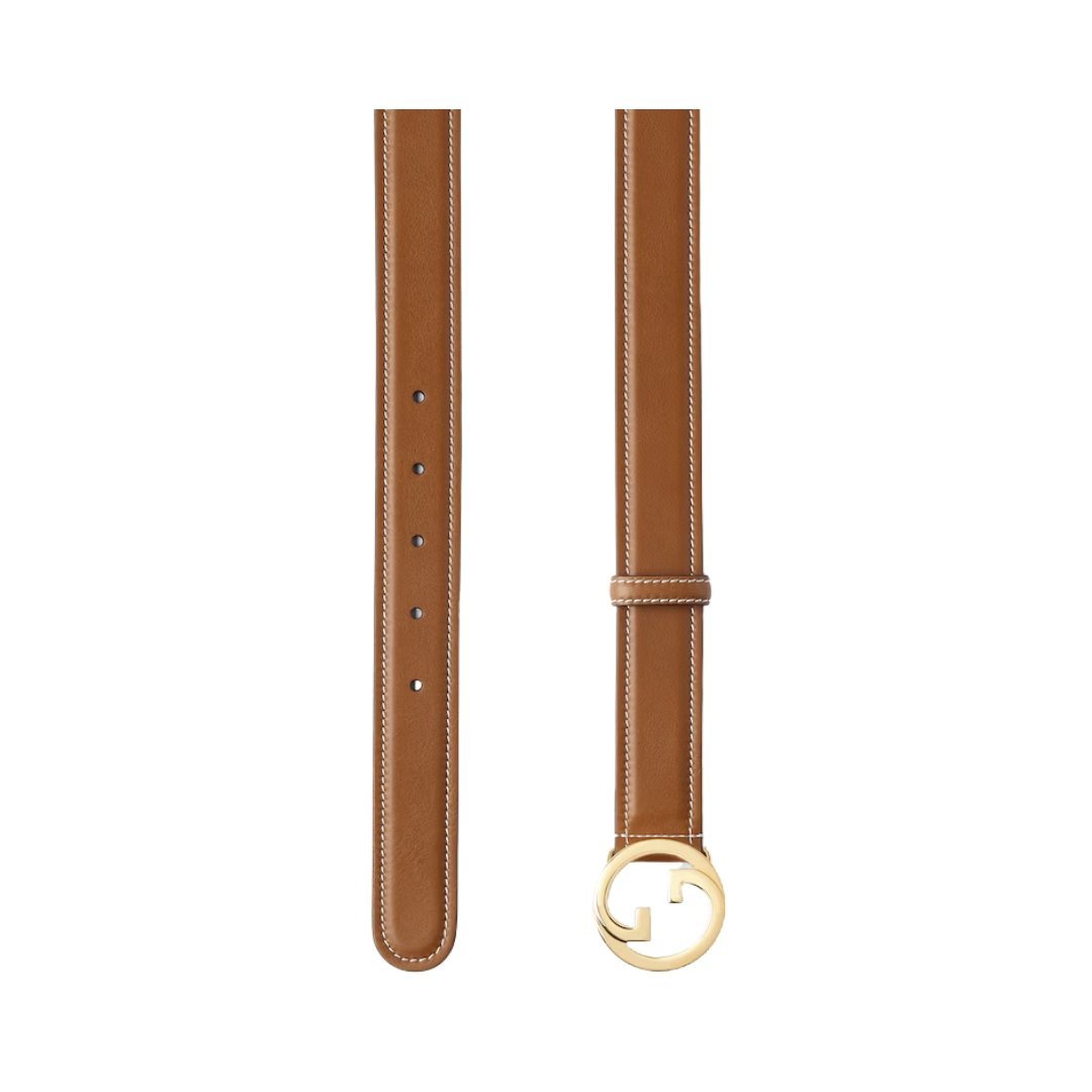 Braunes Leder mit Kontrastnähten 3cm – Bild 2