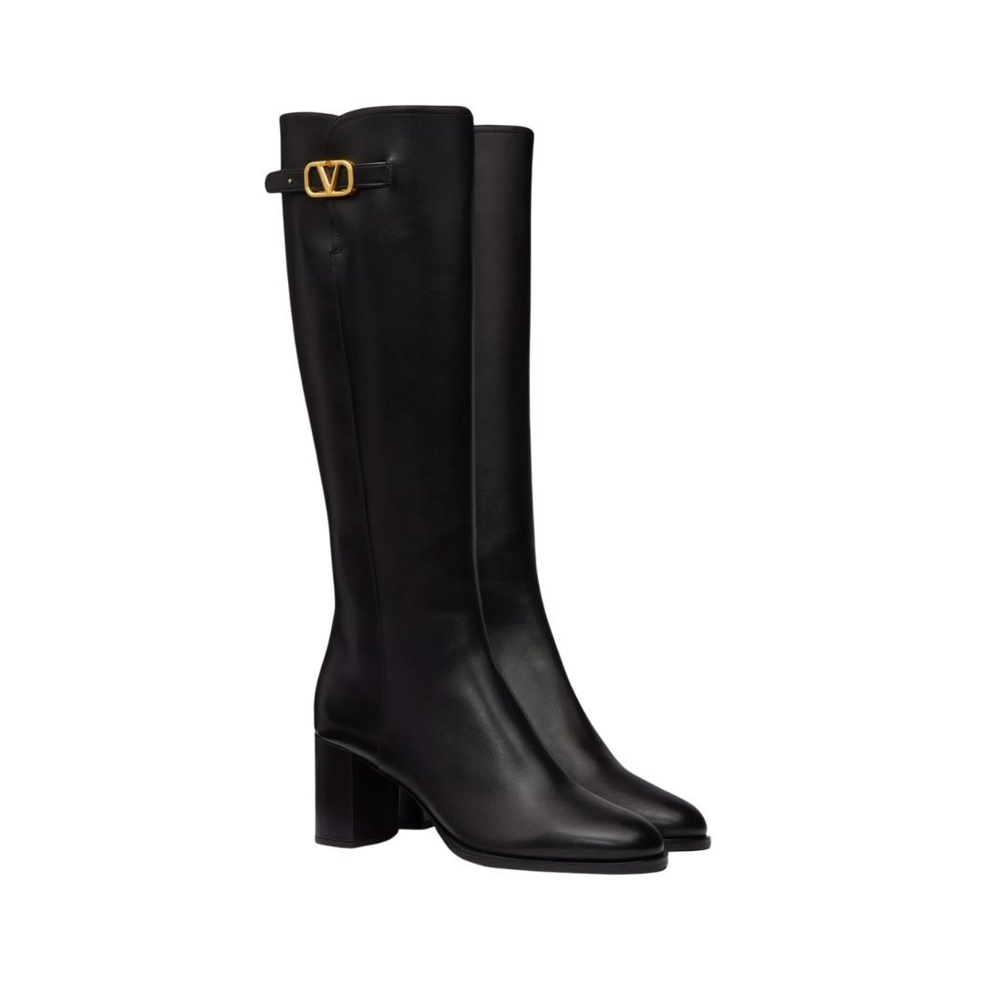 Vlogo Signatur Kalbsleder Stiefel Schwarz 70cm – Bild 2