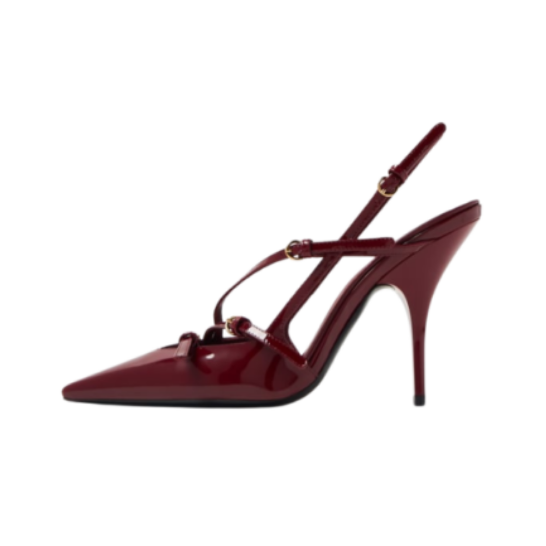Slingback-Pumps mit Schnalle Bordeauxrot