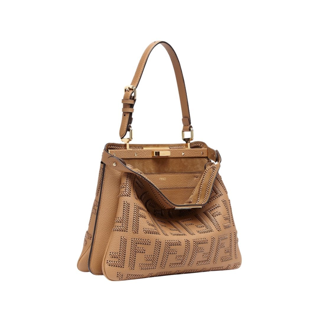 Ledertasche mit FF-Milchkaffee-Geflecht 25.5cm – Bild 3