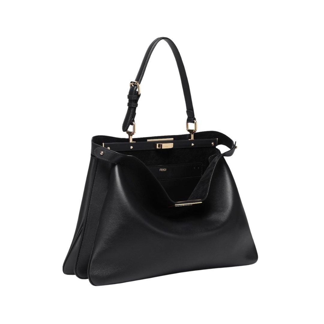 Schwarze Ledertasche 28cm – Bild 3