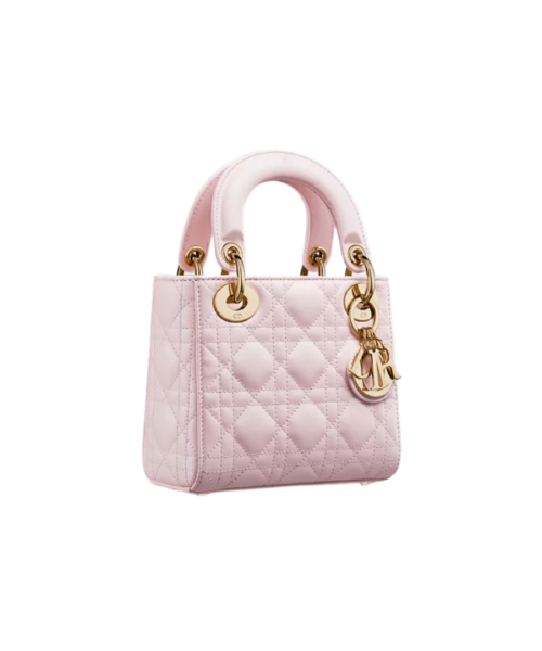 Alternative view of Blush roze lamsleer met Cannage-motief 20cm