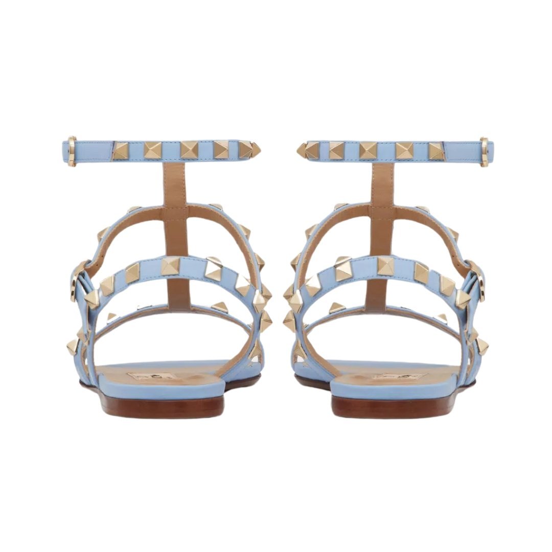 Rockstud Flach Kalbsleder Riemen Azur – Bild 3