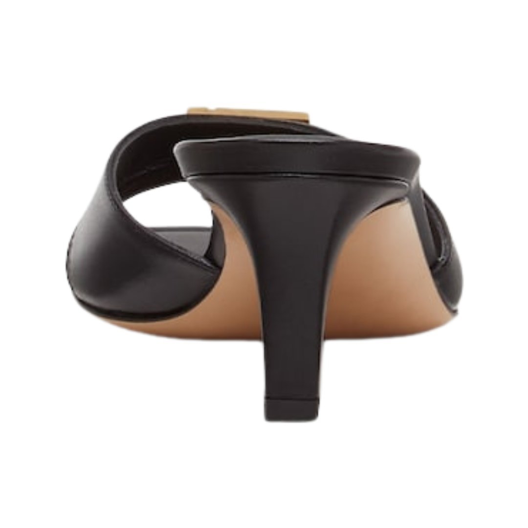 Sandalen aus schwarzem Leder mit mittelhohem Absatz 5.5cm – Bild 3