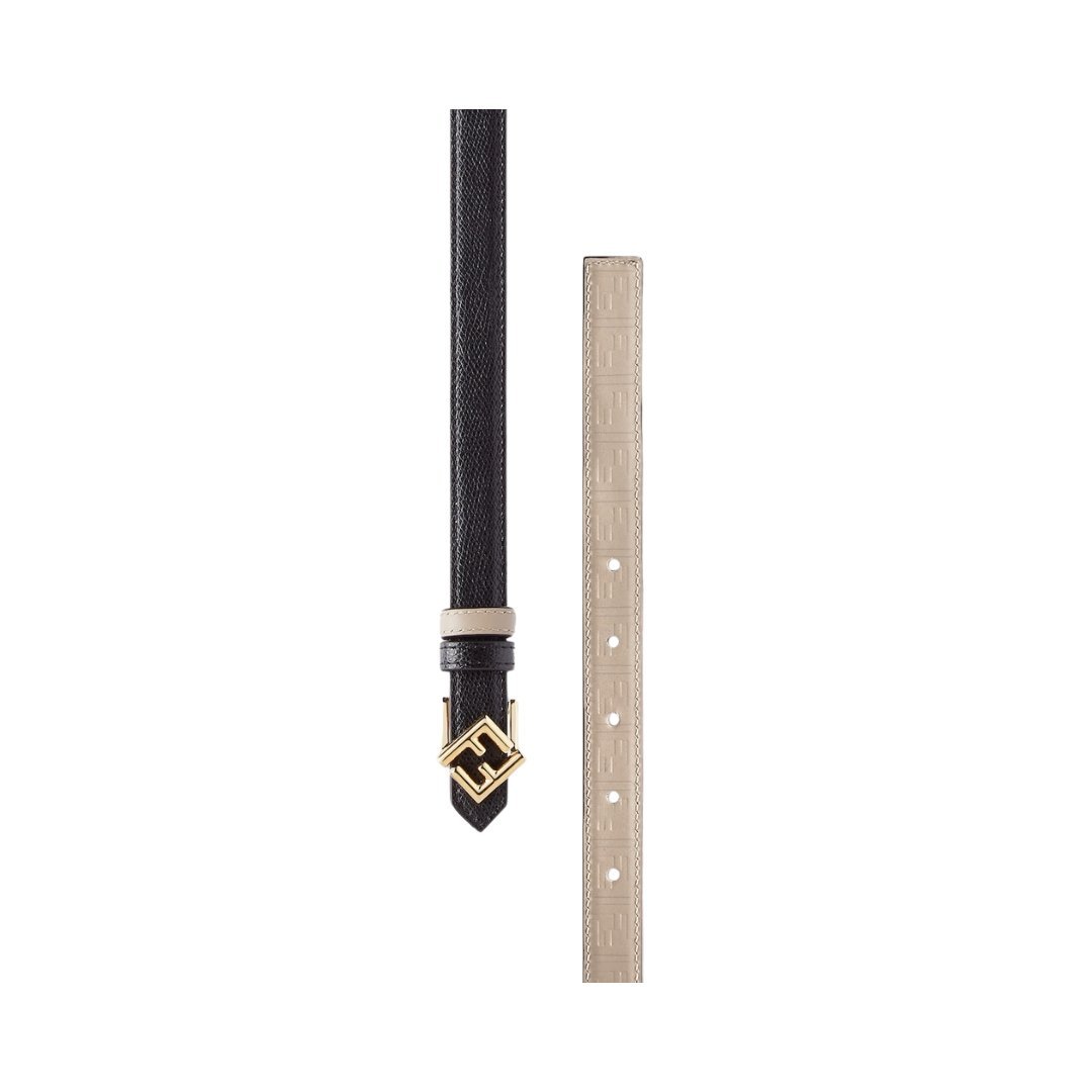 Beidseitiger Leder Gürtel in Schwarz und Beige 2cm – Bild 3