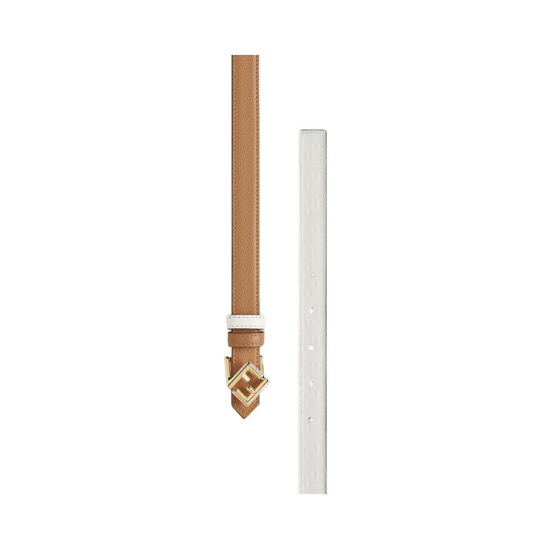 Beidseitiger beiger Leder Gürtel 2cm – Bild 3