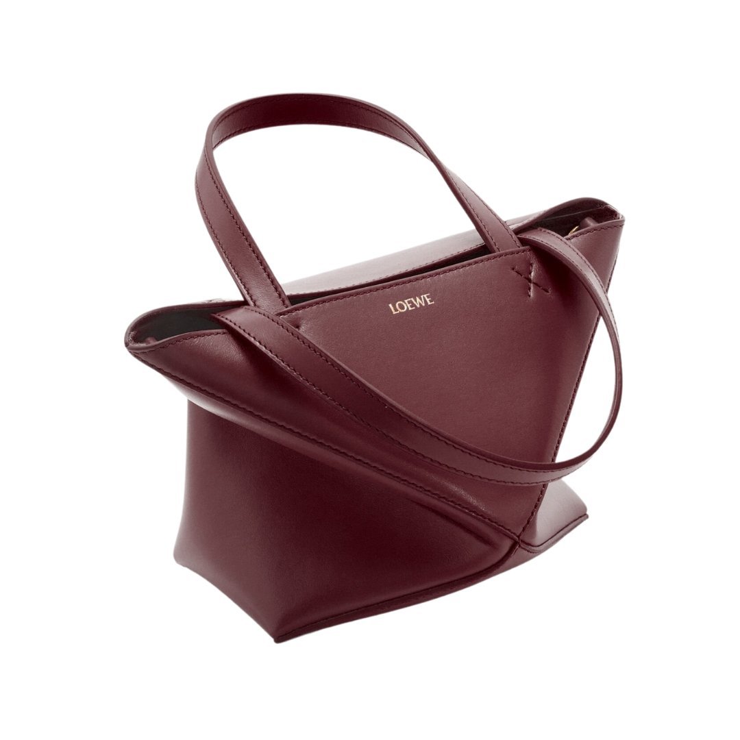 Mini Puzzle Fold Tote Dunkel Burgunder 20cm – Bild 3