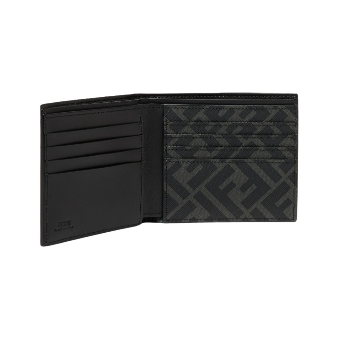 Komakte Bi-Fold Brieftasche aus schwarzem Leder 9.5cm – Bild 3