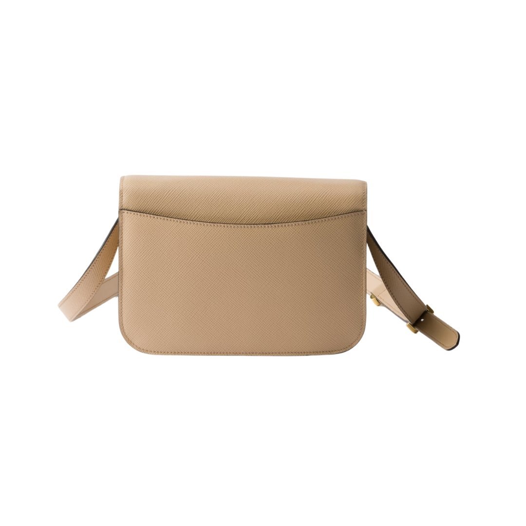 Leder-Schultertasche mit Überschlag in Sandbeige 15cm – Bild 3
