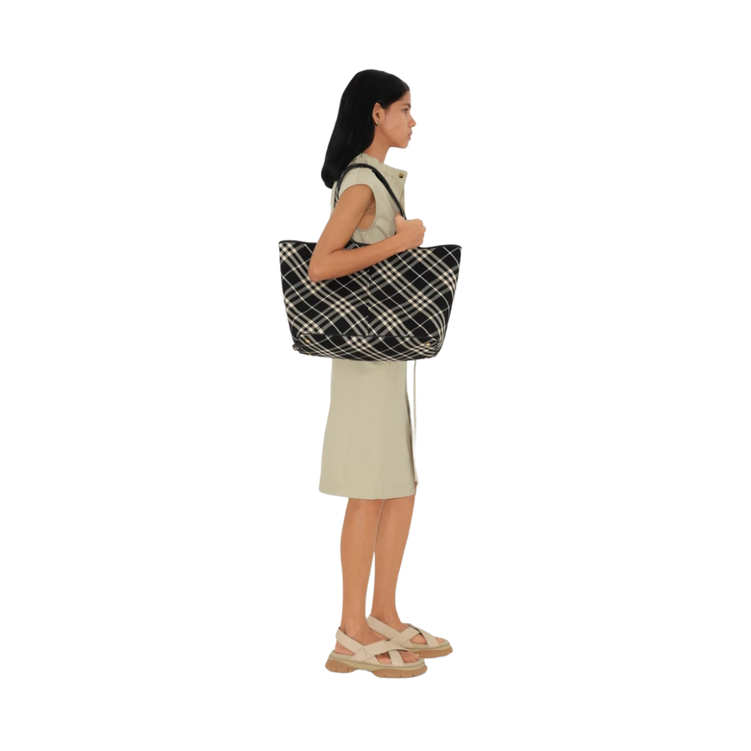 Check Tote Schwarz/Weiß 39 cm – Bild 4