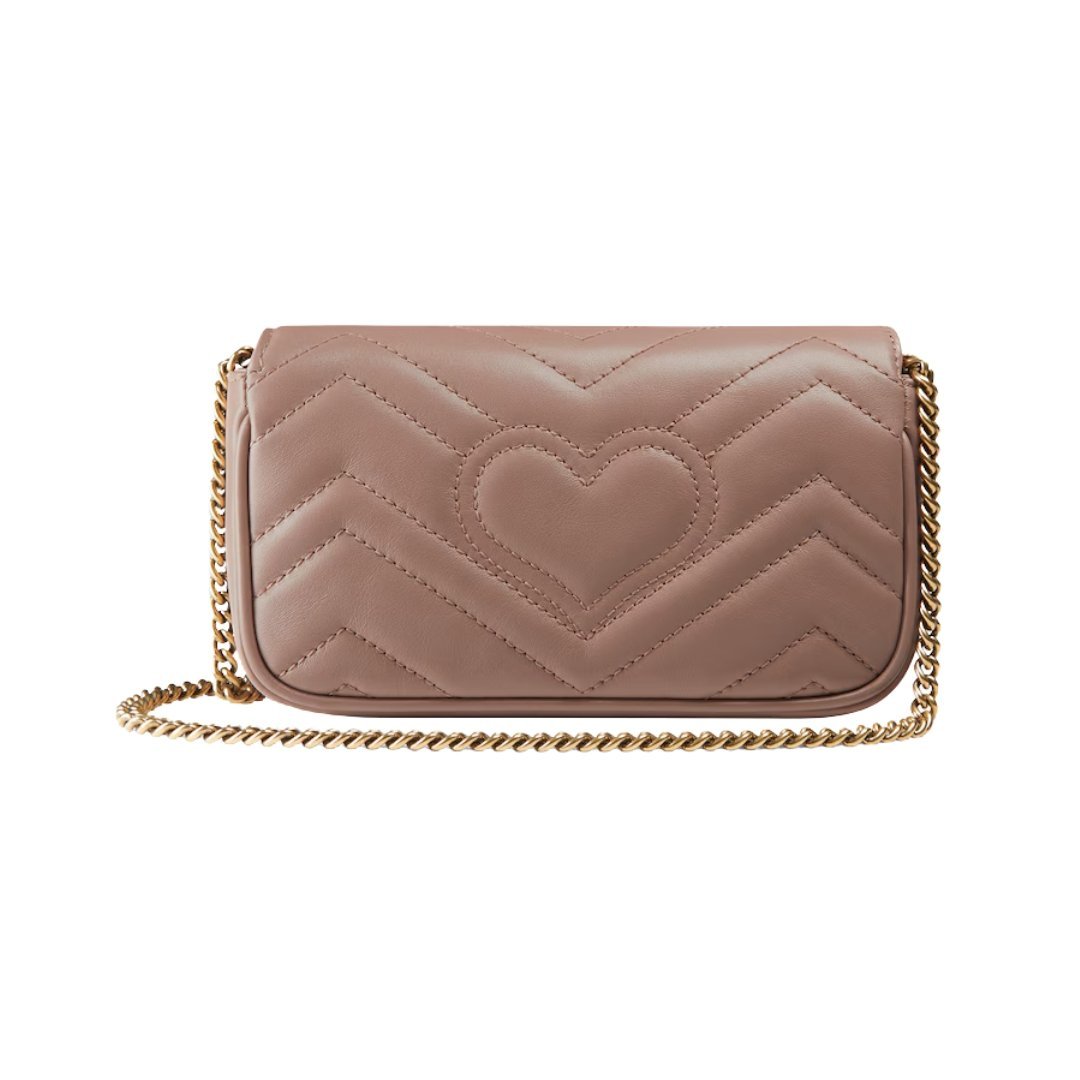 Zartrosa Matelassé-Leder Super-Mini-Tasche 21.1cm – Bild 3