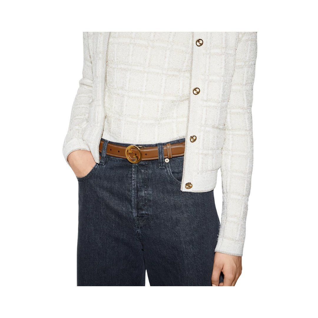 Braunes Leder mit Kontrastnähten 3cm – Bild 3
