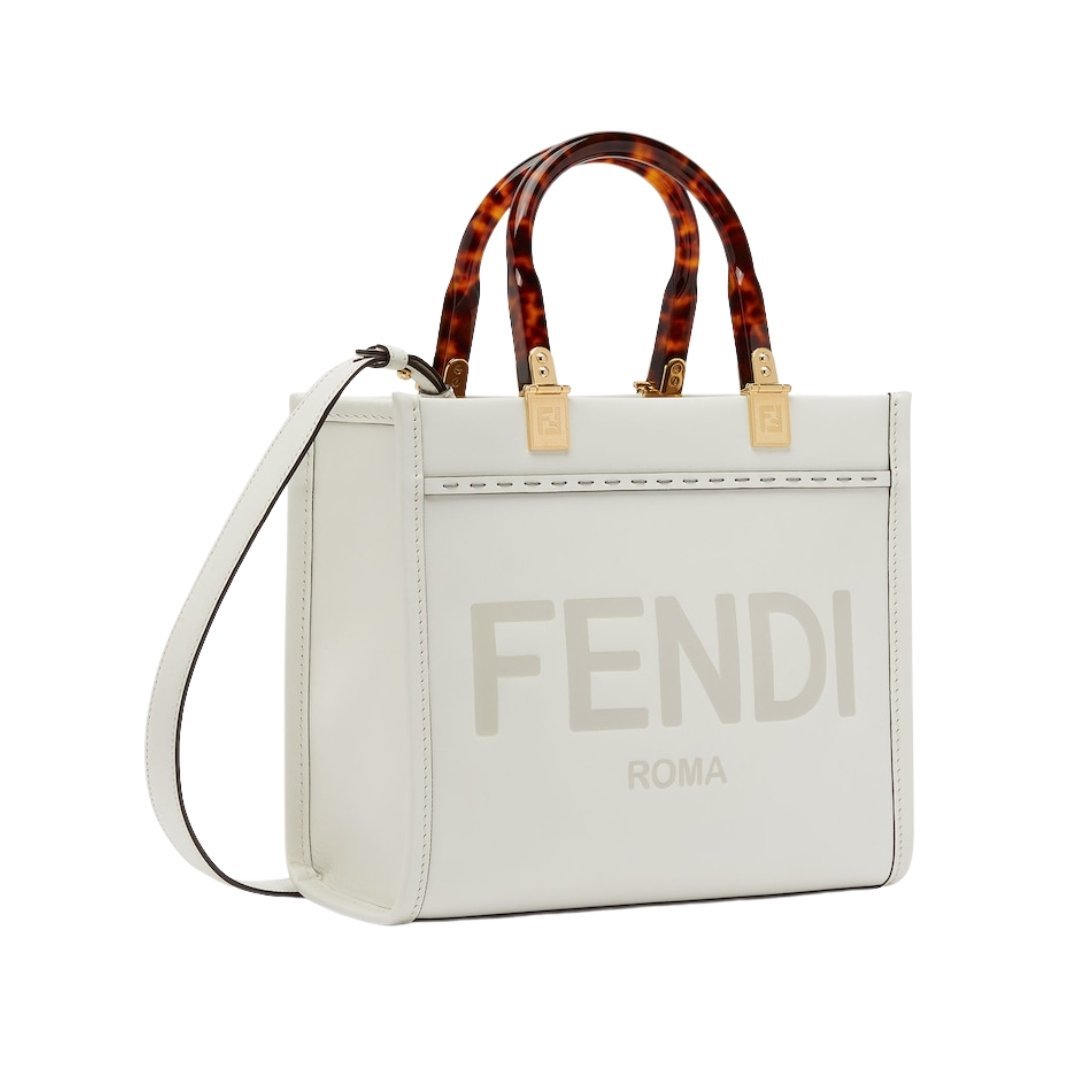 Weiße Leder-Shoppingtasche 22cm – Bild 3
